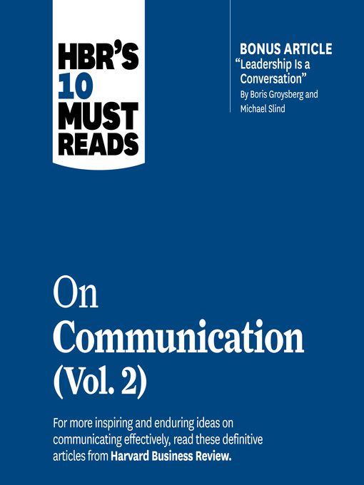 HBR's 10 Must Reads on Communication, Volume 2 Microsoft Library